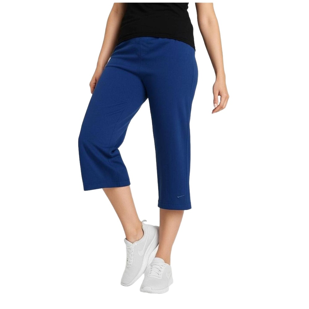 NIKE Blue Elastic Waistband Sporty Activewear Wide Leg Capri Womens XS